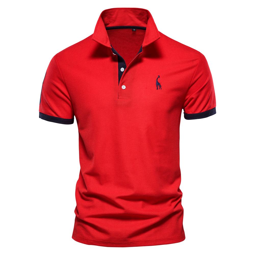 AIOPESON Zomer T-shirt met korte mouwen Herenpolo Business Casual poloshirt Heren Slank Mode Herenpolo Katoen Hoogwaardig T-shirt Eenvoudig Buiten M
