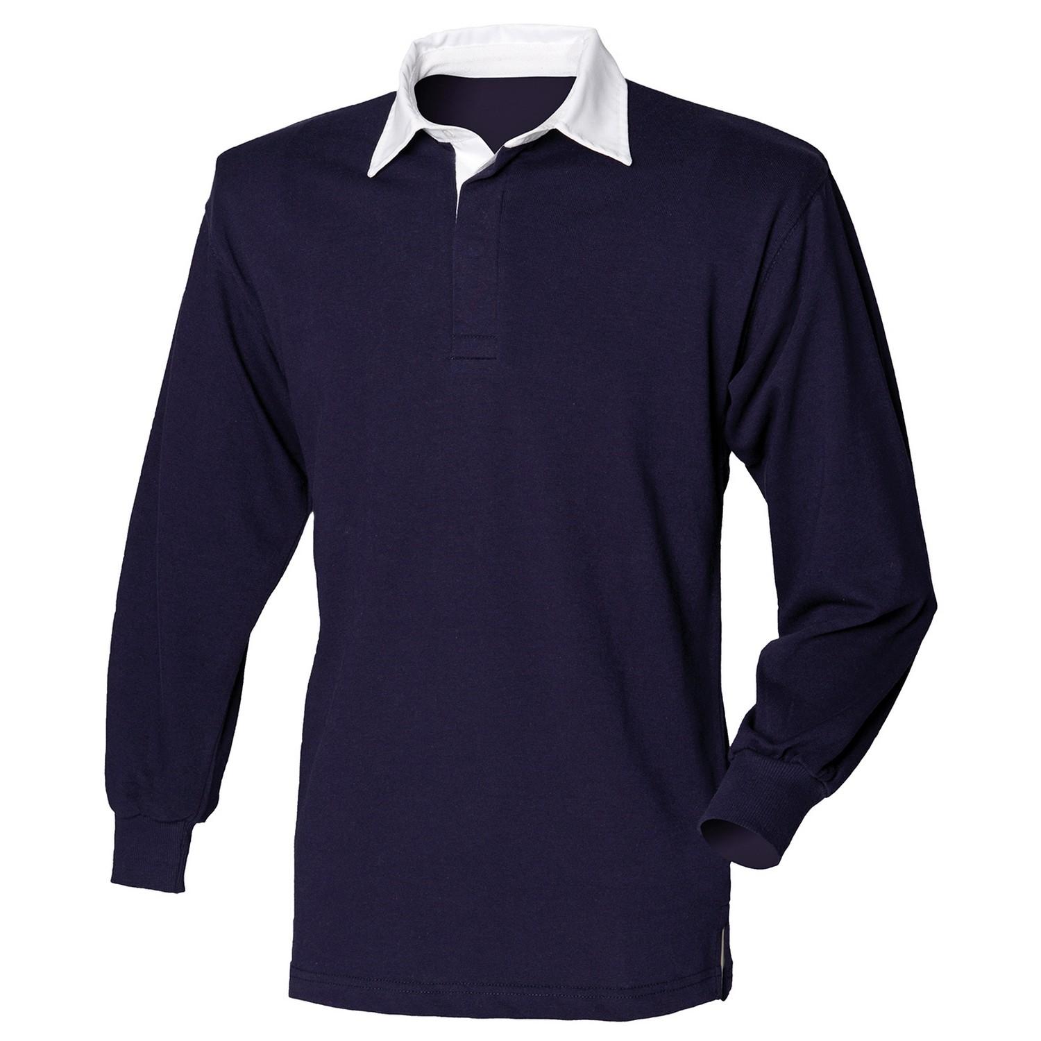 FRONT ROW Klassiek rugbypoloshirt met lange mouwen op de eerste rij M Vloot/grijs