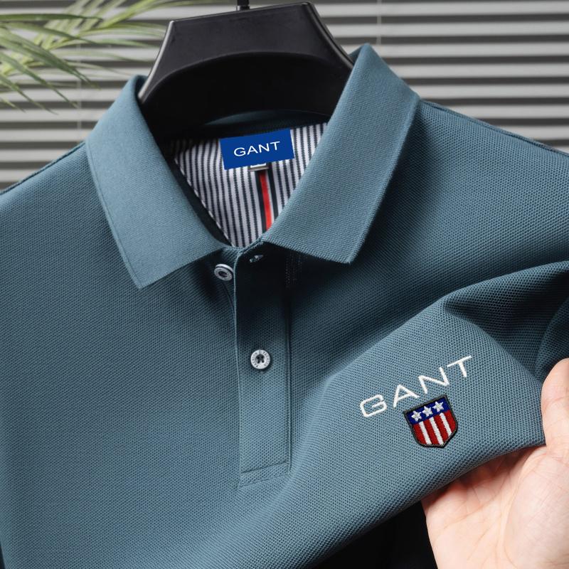 Gant Zomer Heren Nieuwe Borduurwerk Effen Kleur Puur Katoen Losse Business Casual Poloshirt L