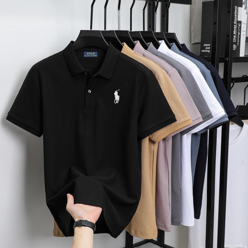 Polo Ralph Lauren Zomer Heren Nieuw zwart Pony Geborduurd Effen Kleur Gemerceriseerd Katoen Los Vochtafvoerend en Sneldrogend Casual Poloshirt XS zwart