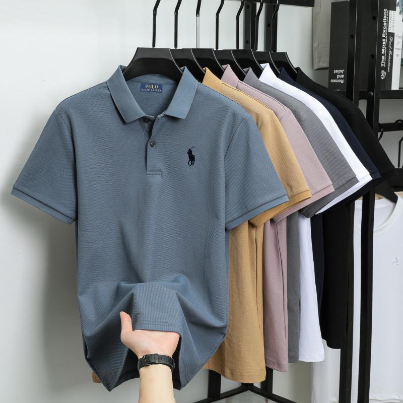Polo Ralph Lauren Zomer Heren Nieuw zwart Pony Geborduurd Effen Kleur Gemerceriseerd Katoen Los Vochtafvoerend en Sneldrogend Casual Poloshirt XL