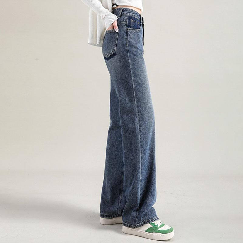 WTEMPO Baggy Jeans Dames Casual Wijde Pijpen Broek Hoge Taille Losse Rechte Vloer Denim Broek Blauwe Jeans Vintage Kleding Lente en Zomer 31