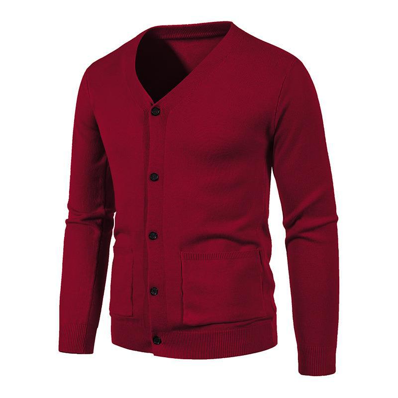King2018 Heren effen gebreid vest met V-hals en knopen, fijne katoenen gebreide kleding, warme topmaat 3XL