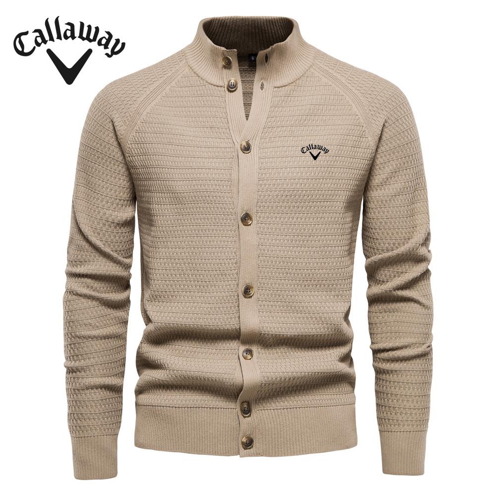 Callaway Geborduurde Herfst en Winter Nieuwe Trend Effen Kleur Cardigan Heren Trui Zakelijke Hoge Kwaliteit Trui Gebreide Trui XXL