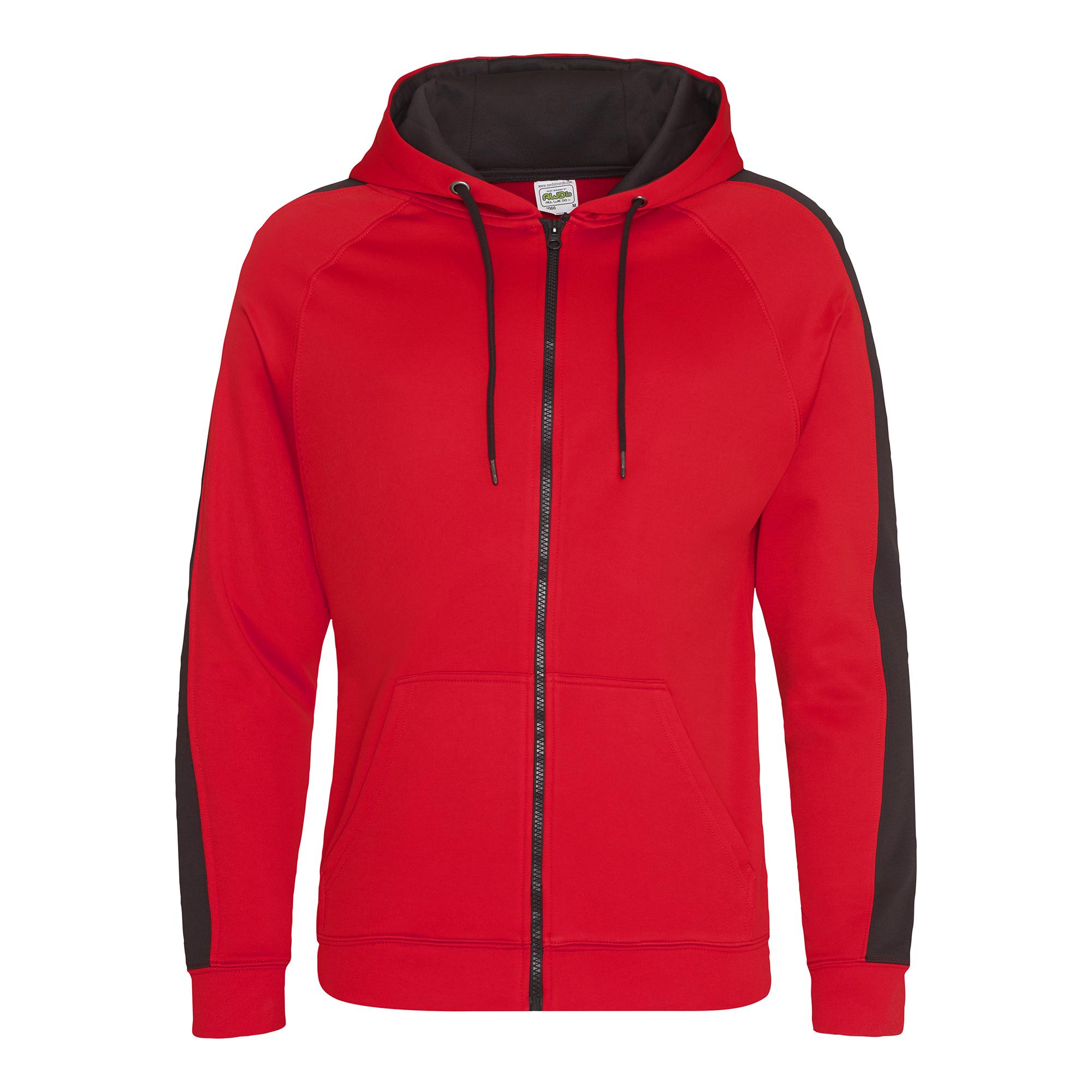 Awdis Just Hoods Mens Contrast Sports Polyester Full Zip Hoodie 3XL