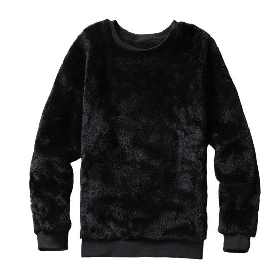 Meizhenchang Heren pullover sweatshirt dubbelzijdig pluche thermisch streetwear effen kleur mannelijk plus fluwelen sweatshirt voor dagelijks gebruik 2XL zwart