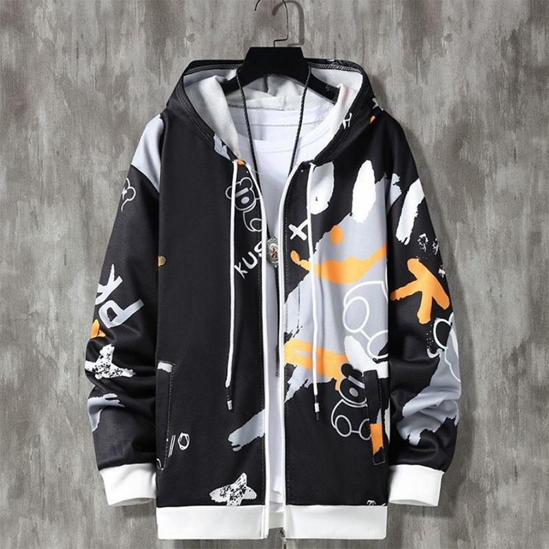 WTEMPO Jas Heren Lente en Herfst Trend Rits Capuchon Trui Heren Jeugd Sportkleding Grote Maat Losse Top M
