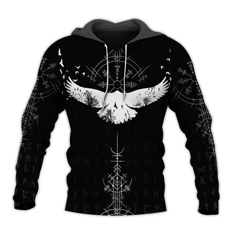 ETST 011 2024 Nieuwe Hoodie 3d Viking Harajuku Print Pullover Heren Capuchon Sweatshirt Oversized Vintage Herenkleding Herfst Lange Mouw L