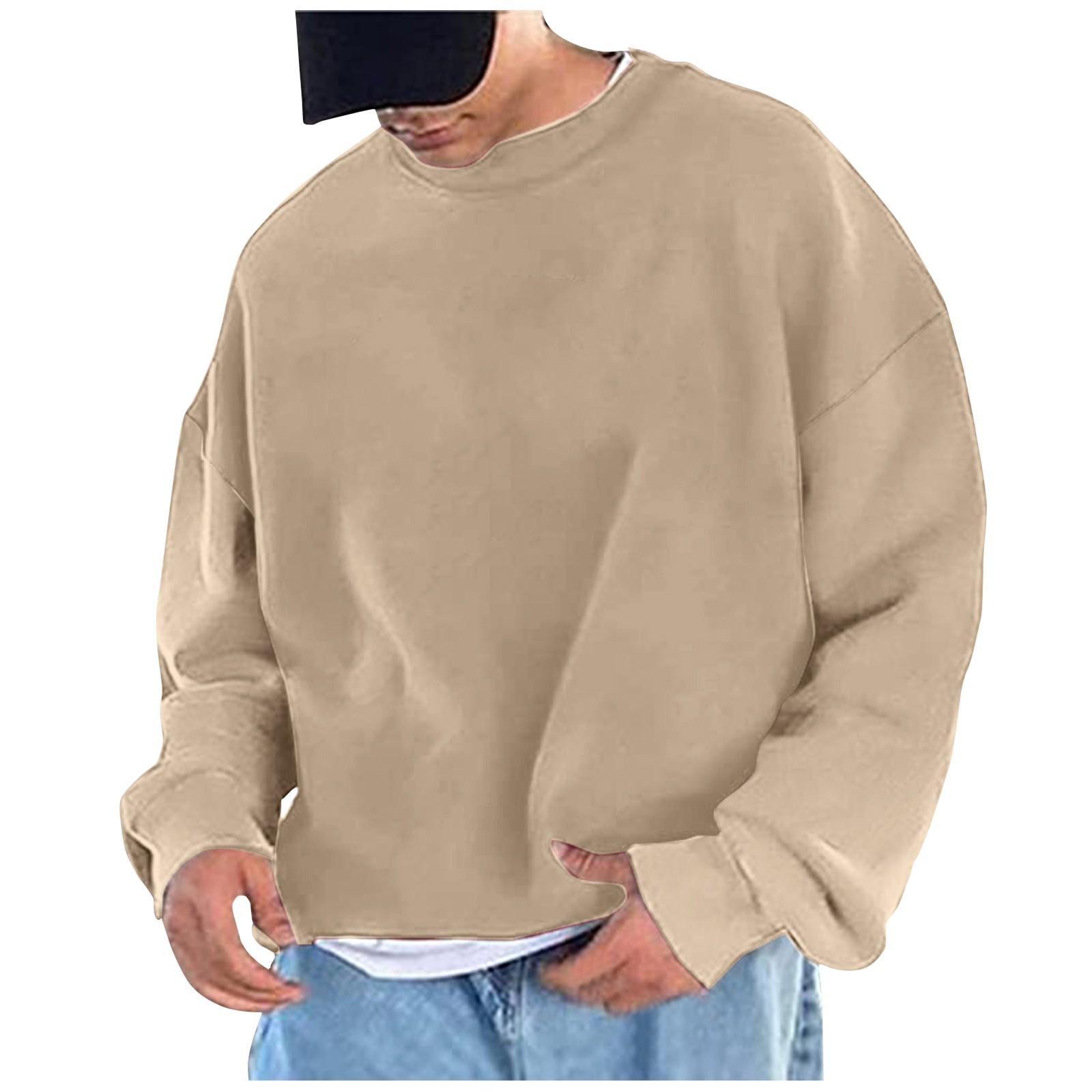 Hong Hollyland Heren effen kleur losse drop schouder mouwen ronde hals hoodies Heren casual sport hoodies M