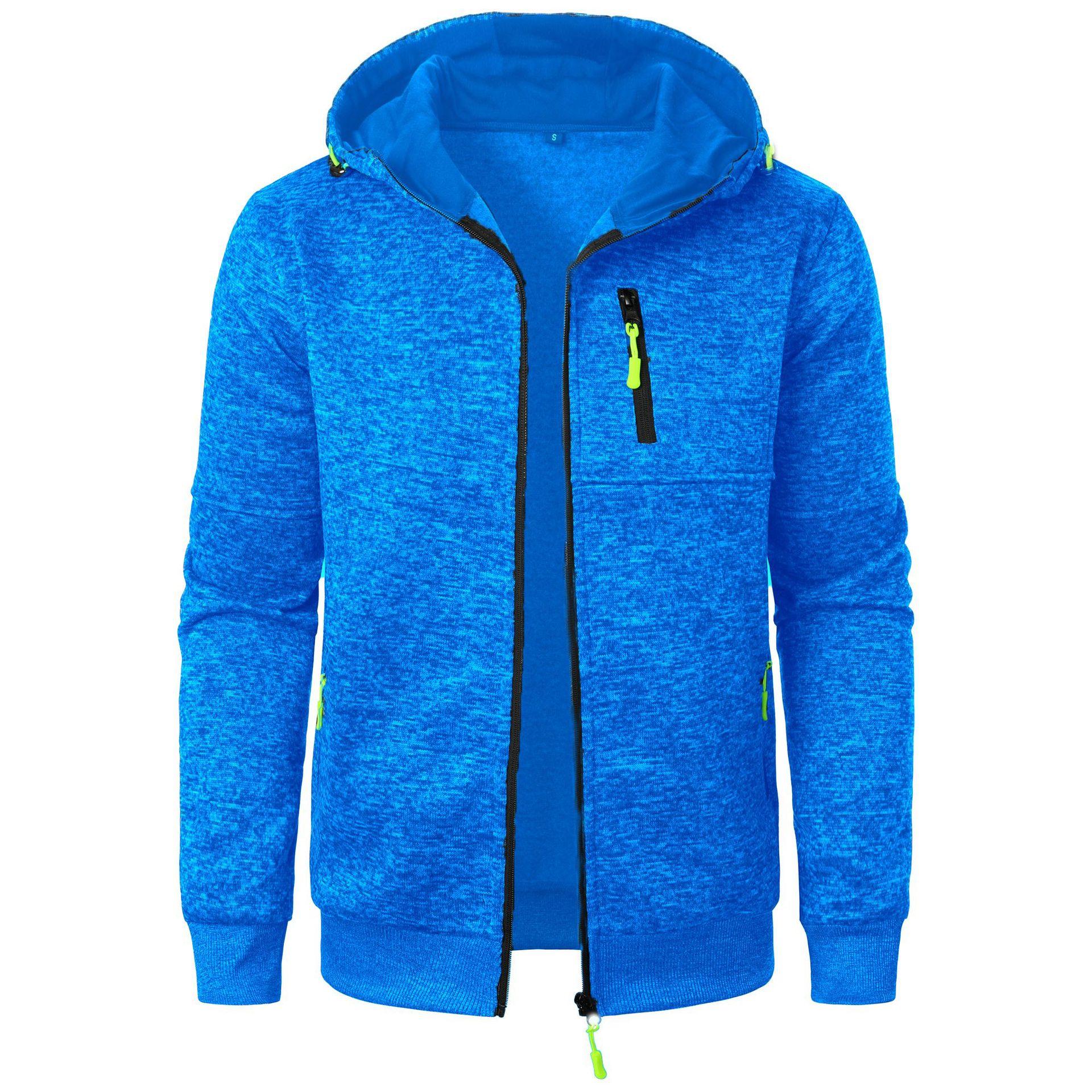 Yoghurt Heren Sport Fitness Casual Sweatshirt Cardigan Capuchon Jassen Cardigan Capuchon Sweatshirts Baseballjack XXXL lichtblauwe kleur