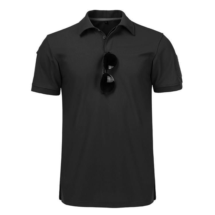 RC BAG Militair tactisch T-shirt Outdoor Sport Snel drogend revers Korte mouw Shirt Zomer wandelen Training Tee Herenkleding Casual Tops XXXXL zwart