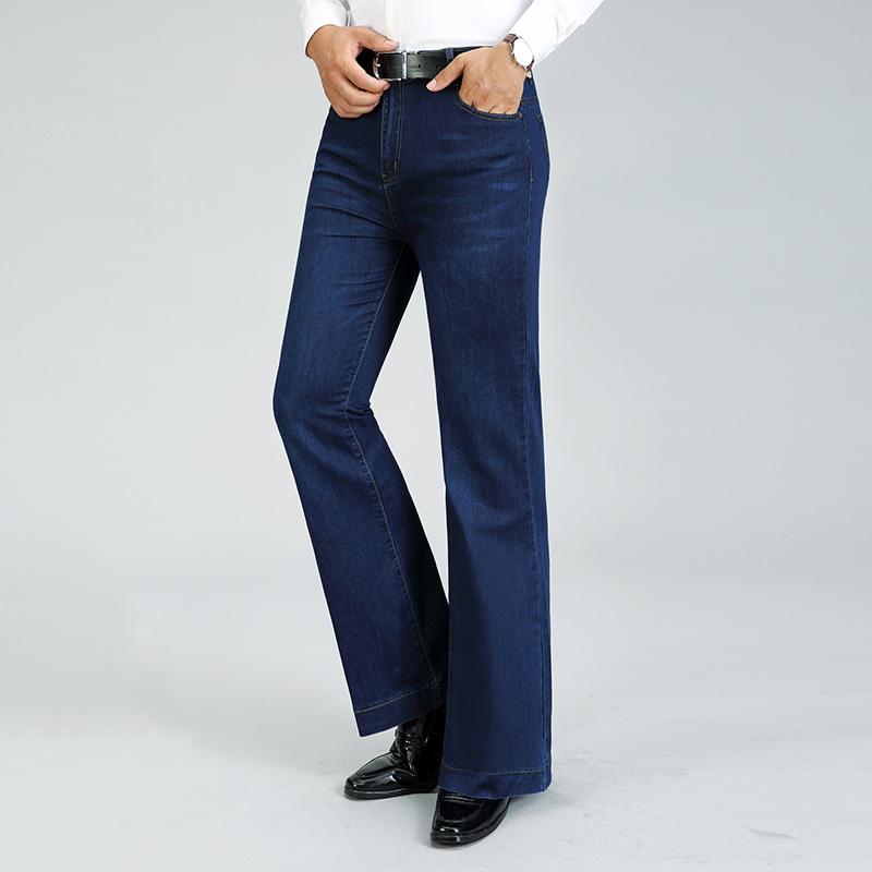 LFSZY121 Heren Stretch Losse Wijde Jeans Flared Denim Broek Mid Waist Denim Flared Broek 32