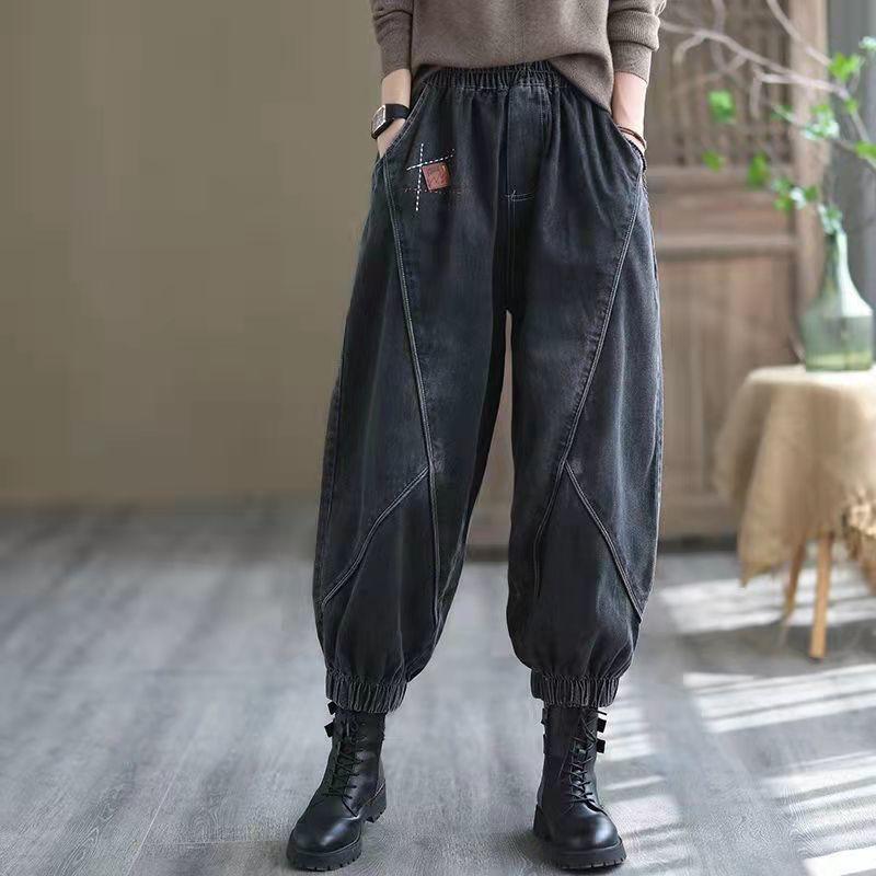 WTEMPO Lente Hoge Taille Wijde Pijpen Jeans Dames Losse Grote Maat Slanke Veelzijdige Harun Broek Lantaarn Broek Mode M