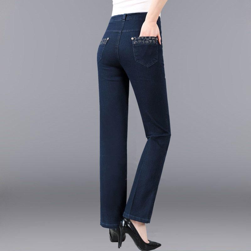Hawayi Oversized 38 Mother Jeans met lenteborduursels, zakken, hoge taille, losse rechte pijpen, casual denim broek voor dames 38