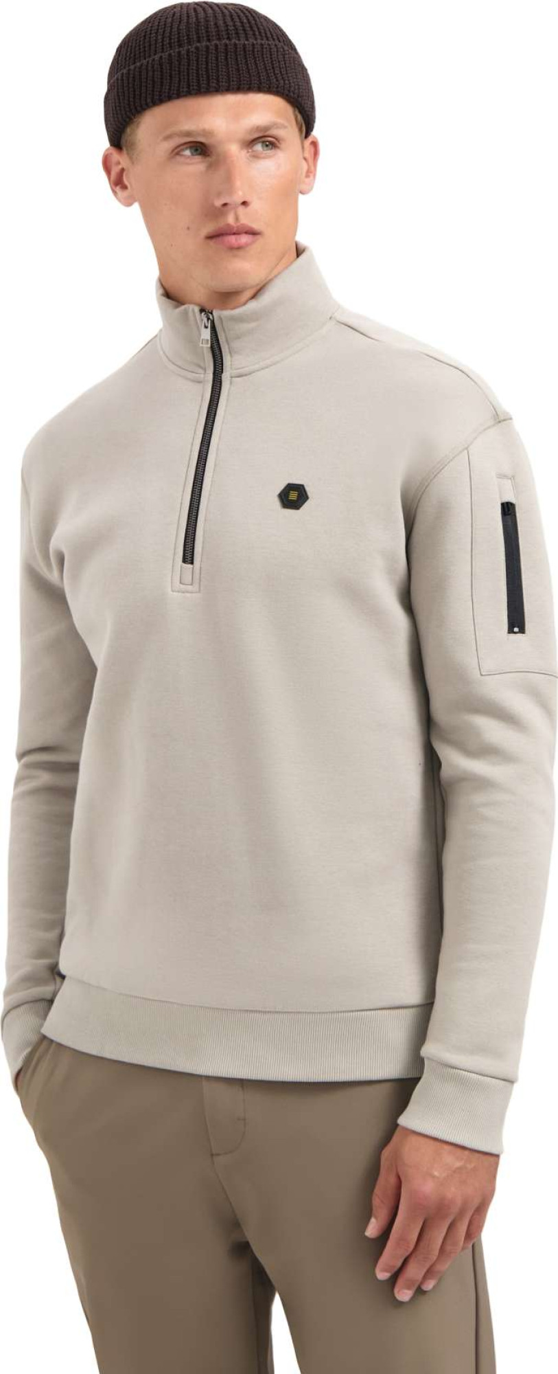 No Excess Sweater half zip brushed clay