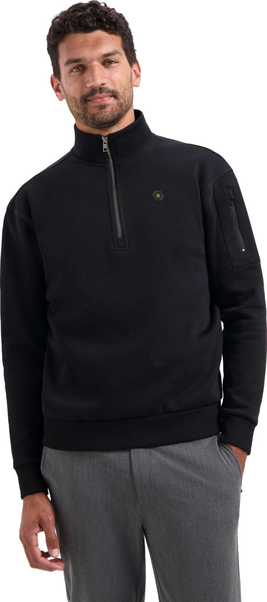 No Excess Sweater half zip brushed black