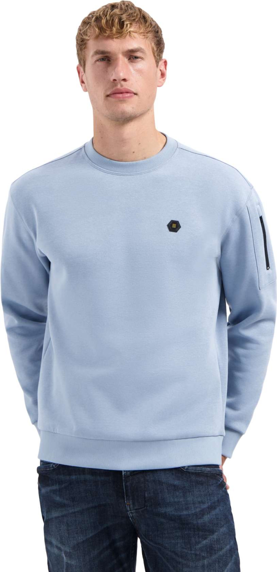 No Excess Sweater crewneck brushed inside dusty blue