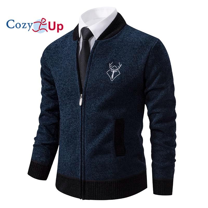 Cozy Up gezellig lente heren vest trui jas top rits slim fit staande hals gebreide mode effen kleur trui 3XL