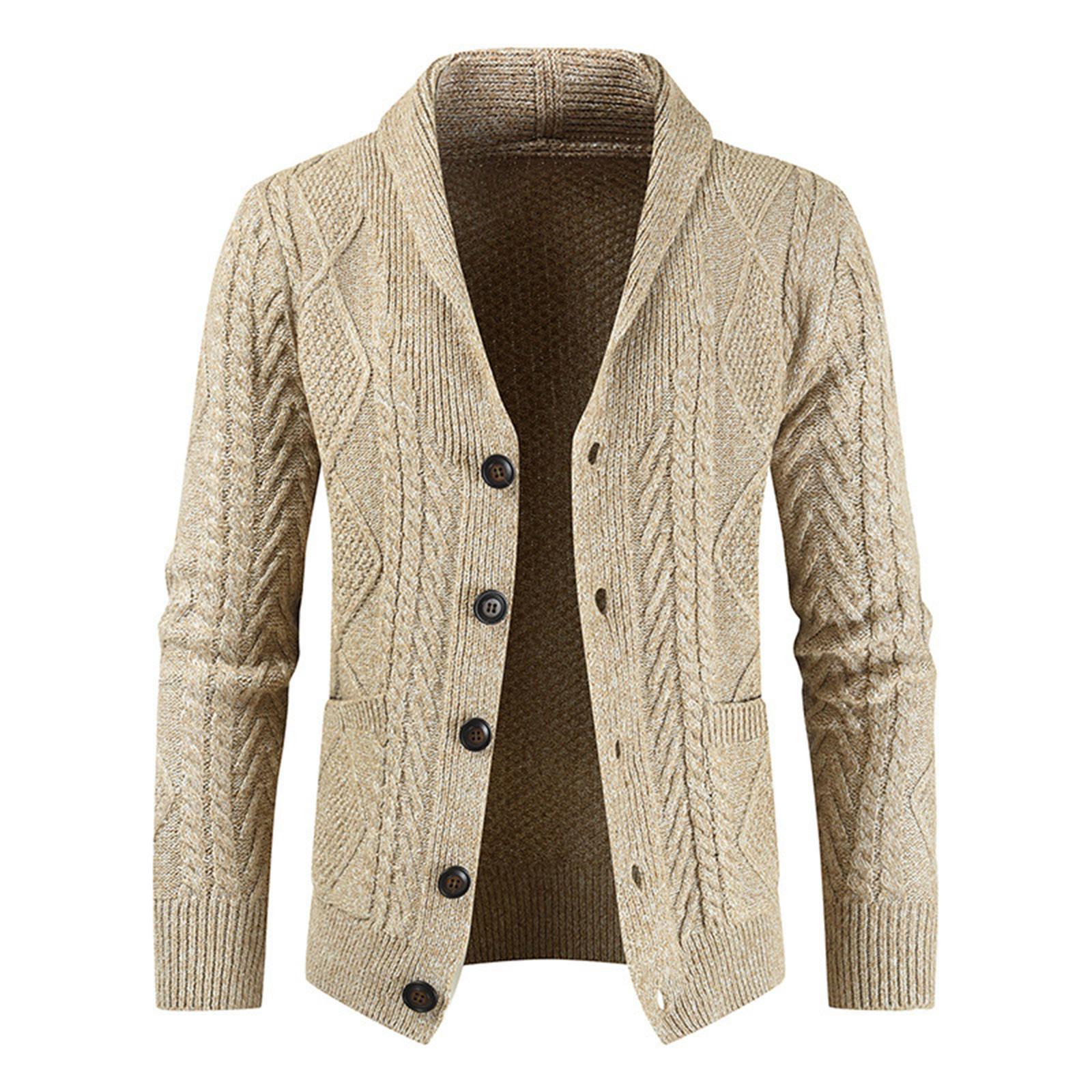 ZuiBaDuDu Mode revers casual vest jas lange mouw slanke gebreide trui M kaki