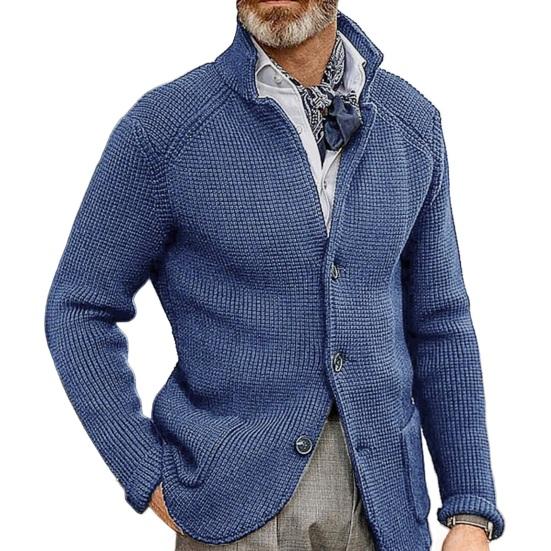 Western Cool Men Heren Sweaterjas met dubbele zakken Enkelrijs gebreide elastische lange mouwen omgeslagen XL