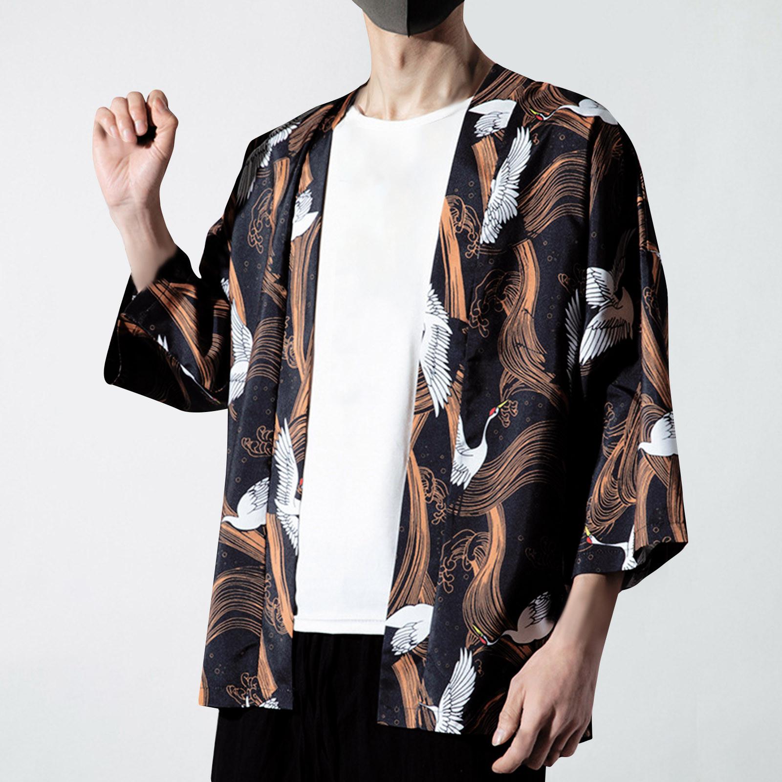YaseHasaki Mode Heren Casual Comfortabel Vest Print Losse Jas Jas Baggy Tops M geel