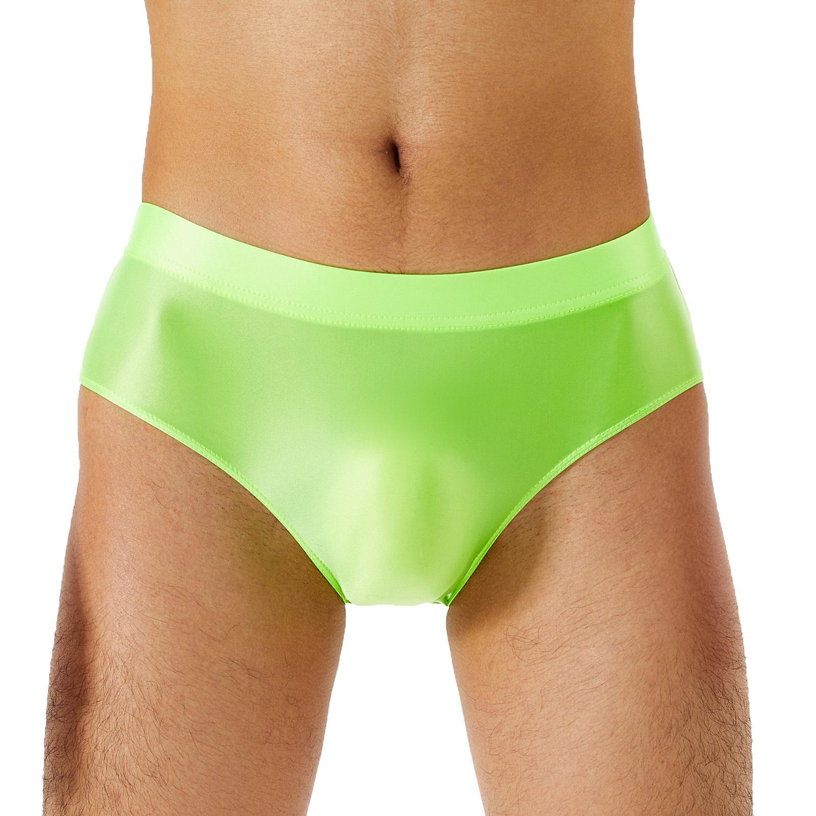 Fldy Sissy Panties Heren Zijdeachtig Glanzend Ondergoed Bikini Thongs Zwemmen Lingerie Slips M