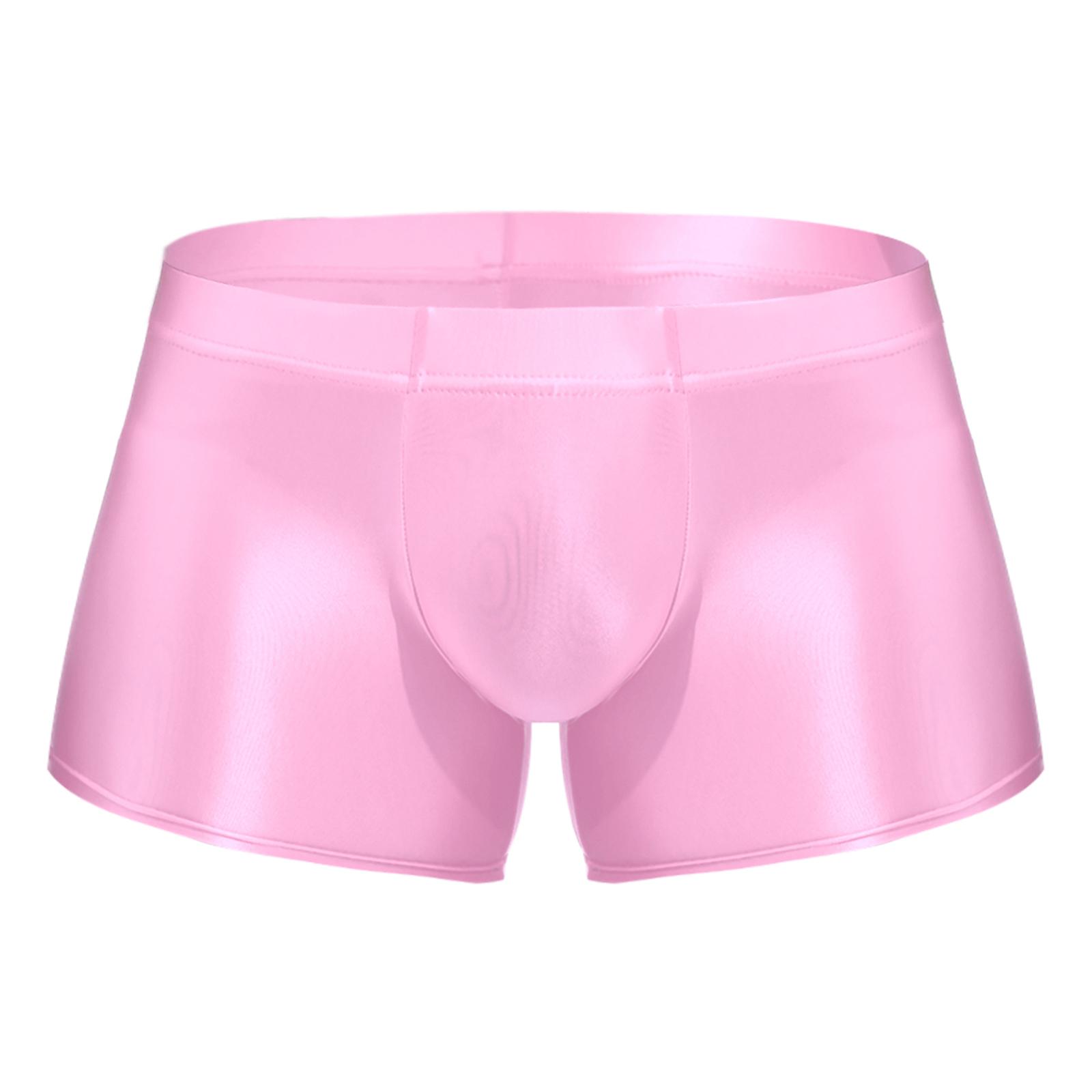 YOOJIA Mannen glanzende laagbouw ondergoed bikinislip badmode boxershorts strandkleding L