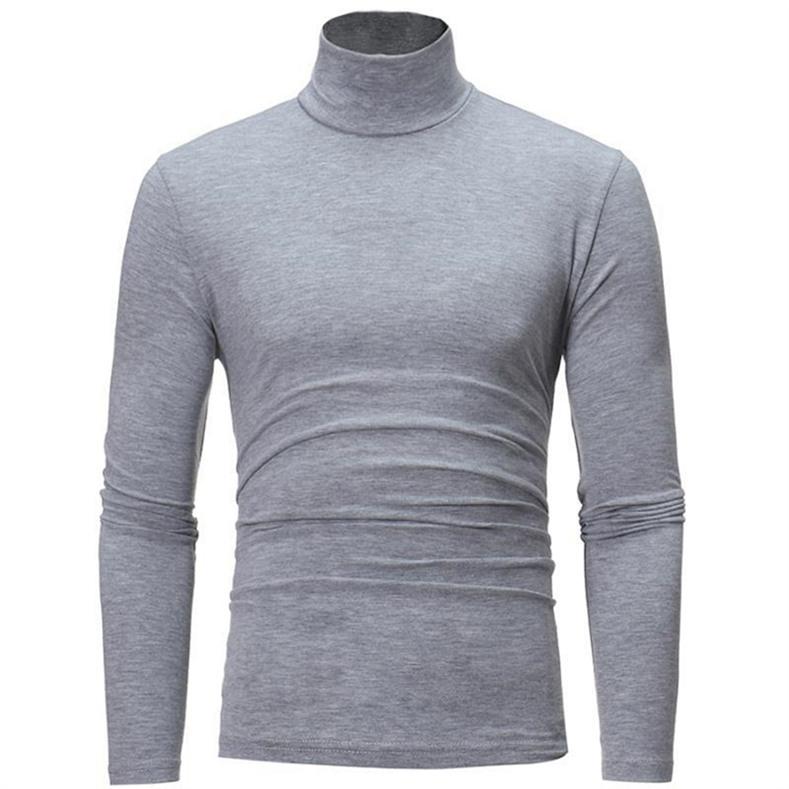 Single 2 Slanke gebreide coltrui voor heren, mode-T-shirt met lange mouwen, basisshirt M