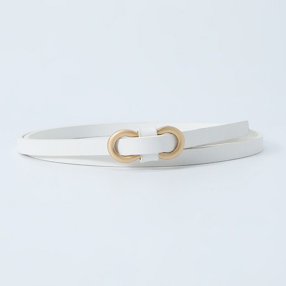 Dipuen Kleur Luxe Design Vintage lederen riem Dunne tailleband Broekkleding Riemen 8-vormige gespriemen