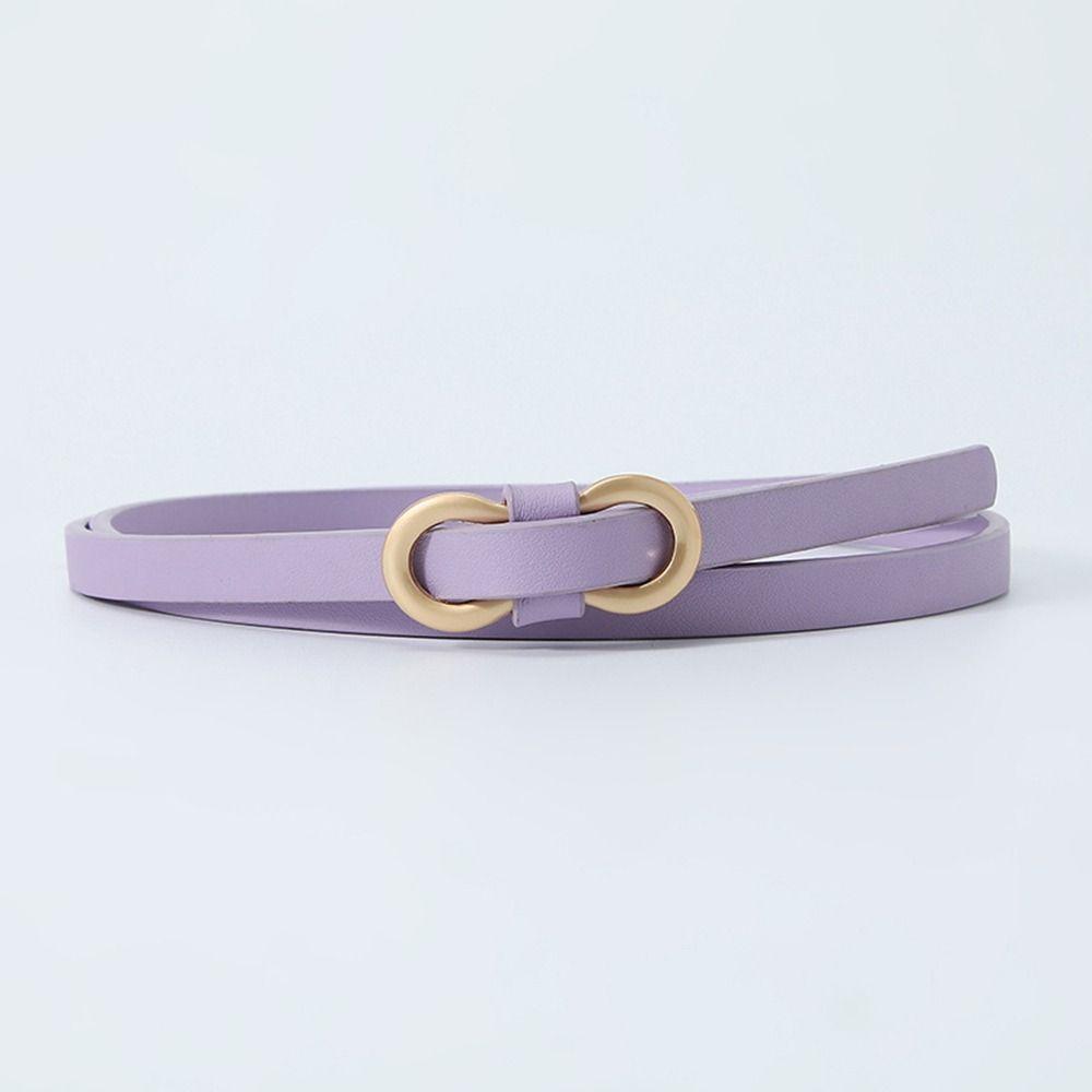 Dipuen Kleur Luxe Design Vintage lederen riem Dunne tailleband Broekkleding Riemen 8-vormige gespriemen paars
