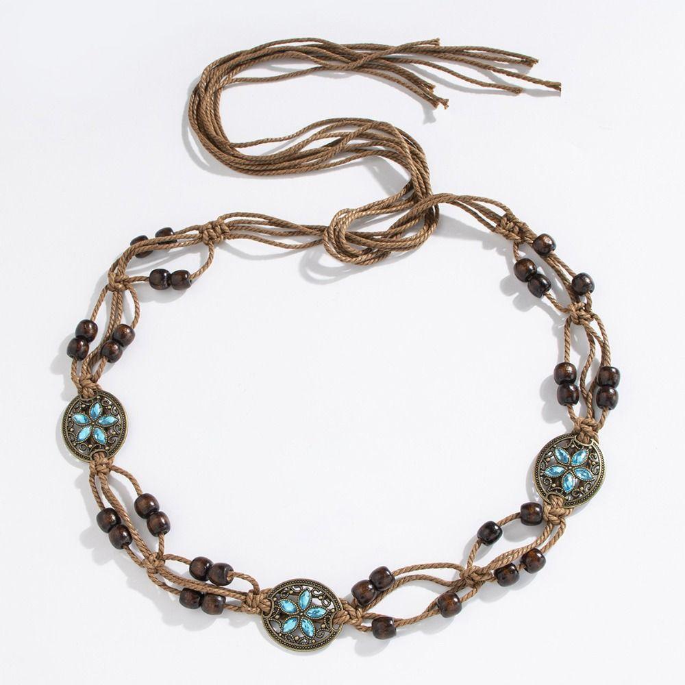Paiaowang Boheemse gevlochten tailleketting Etnische stijl Kwastjeriem Mode Tailletouw Dames 4
