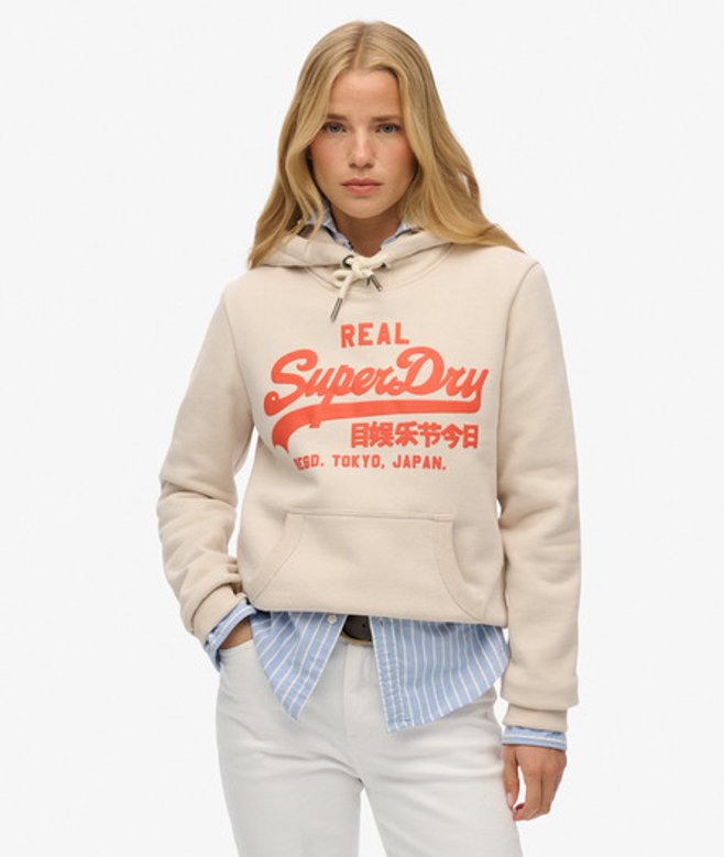 Superdry Vintage Logo Hoodie Grey