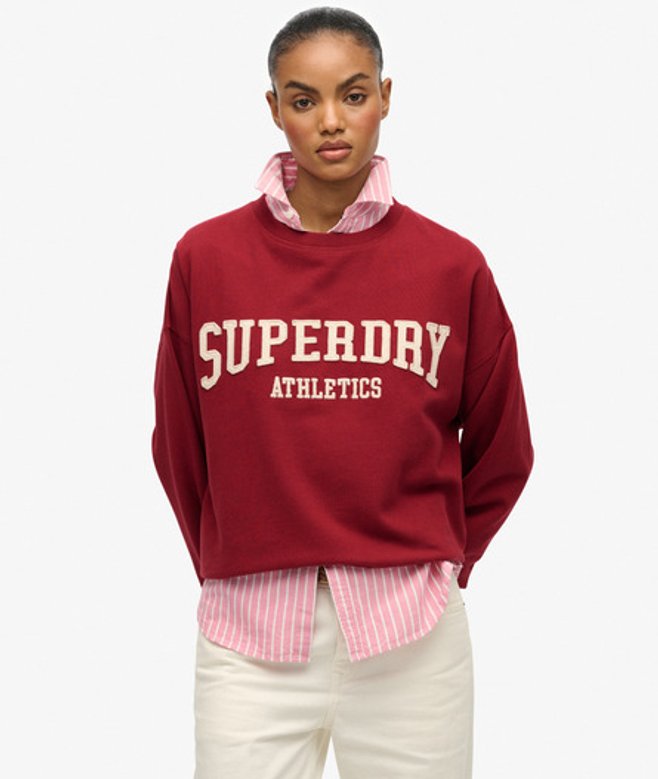Superdry Athletic Essentials Relaxed Sweatshirt met Appliqué Red