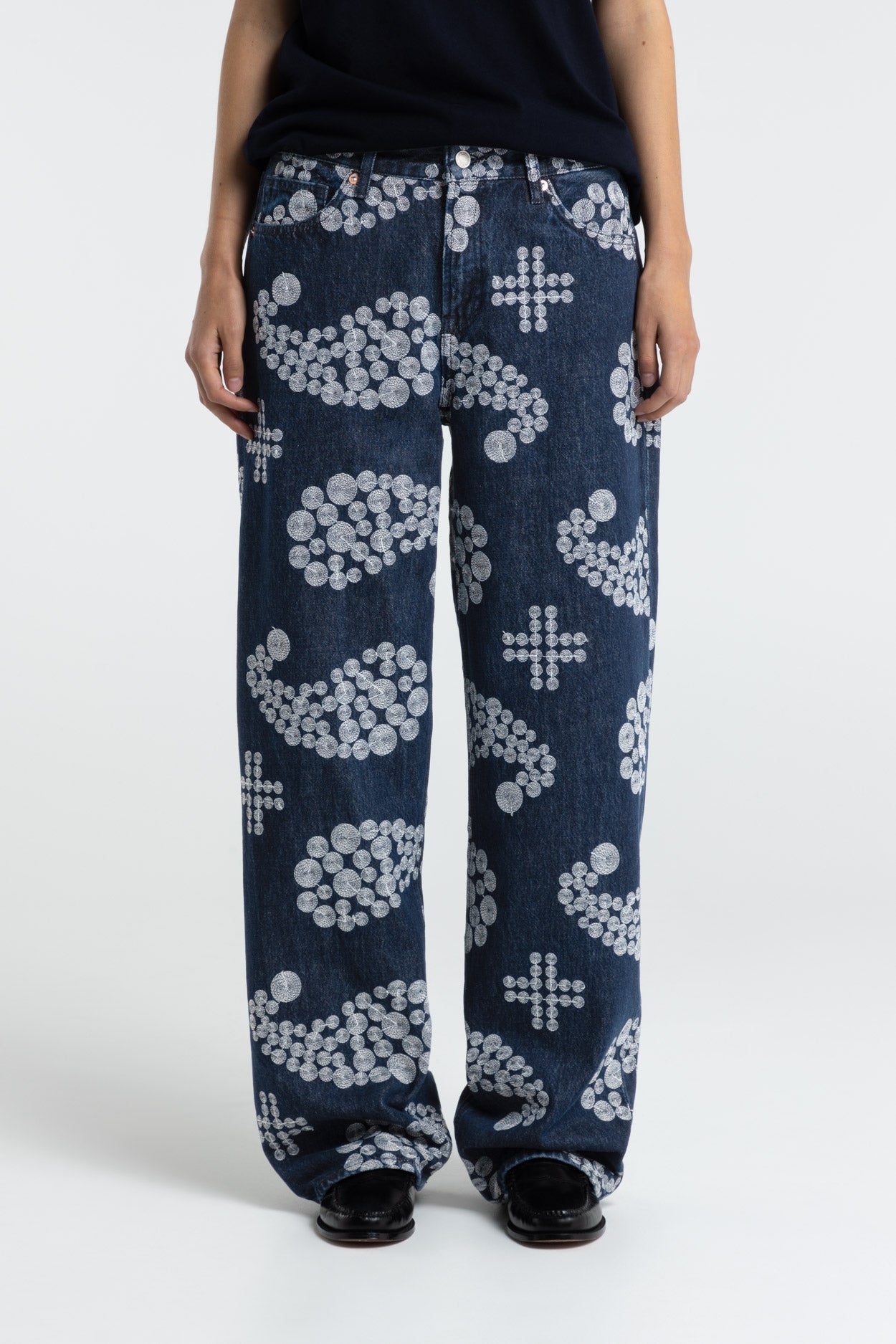 Kings Of Indigo Damen vegan Jeans Joan Stickerei Denim Blau