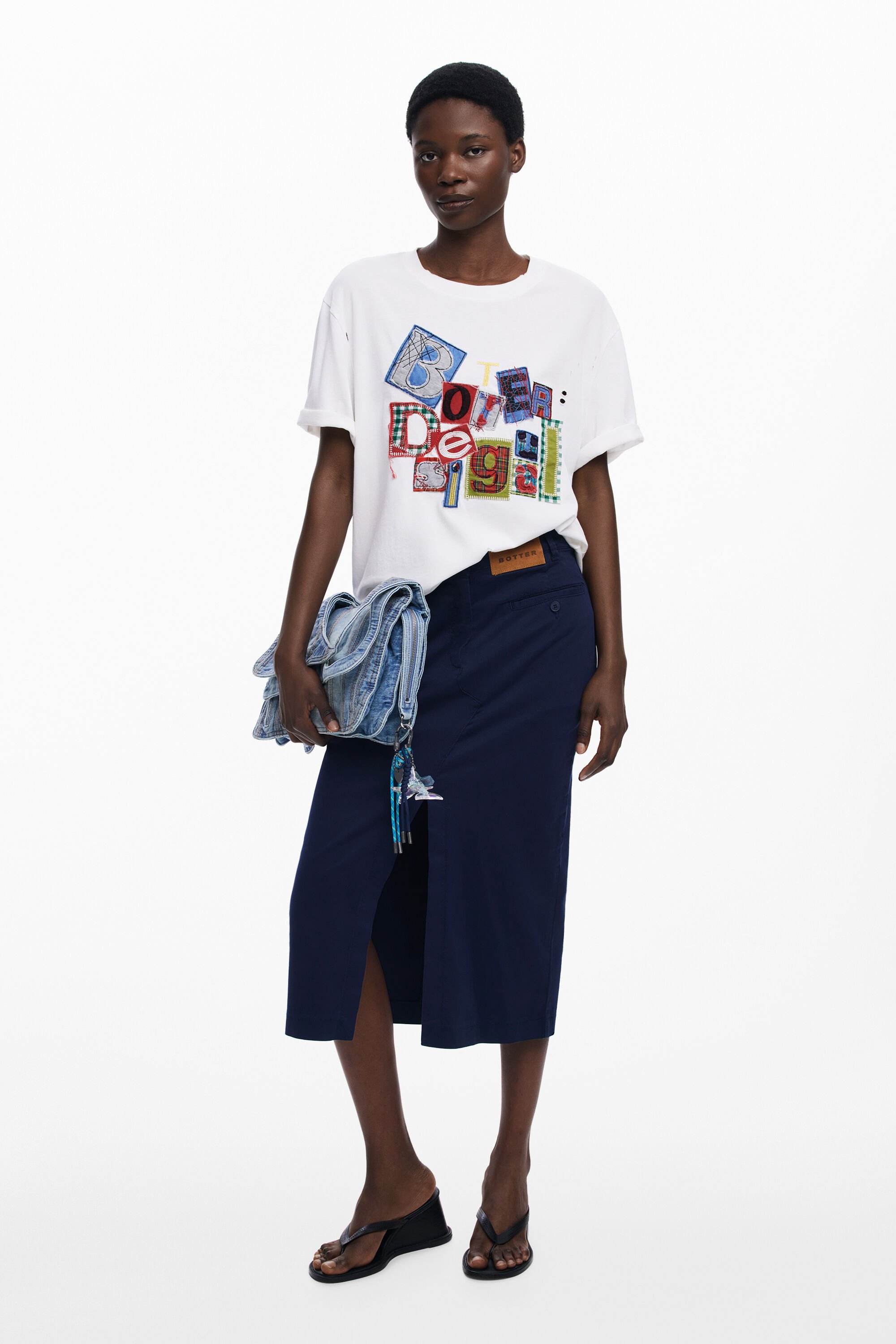 Desigual Midi kokerrok Botter - BLUE