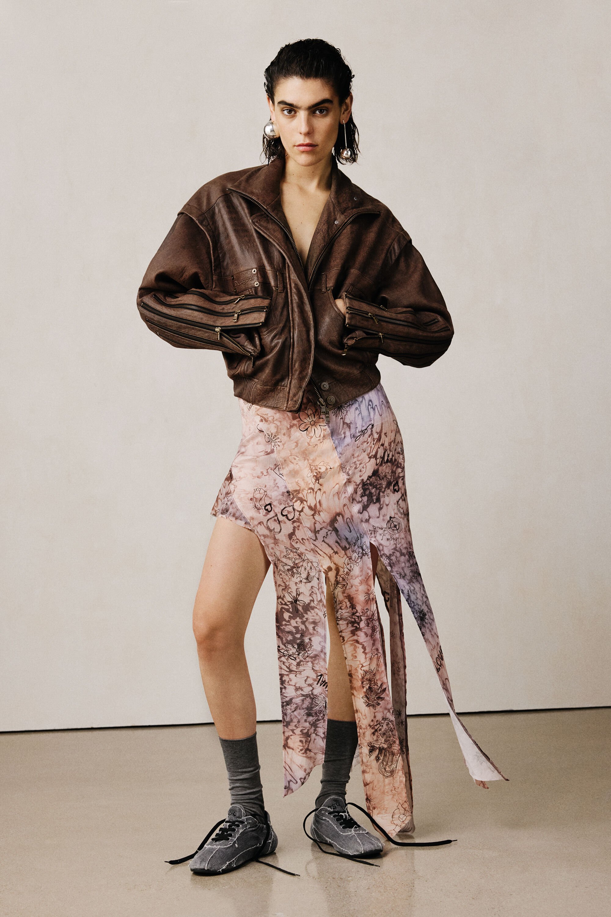 Desigual Asymmetrische studio rok - BROWN