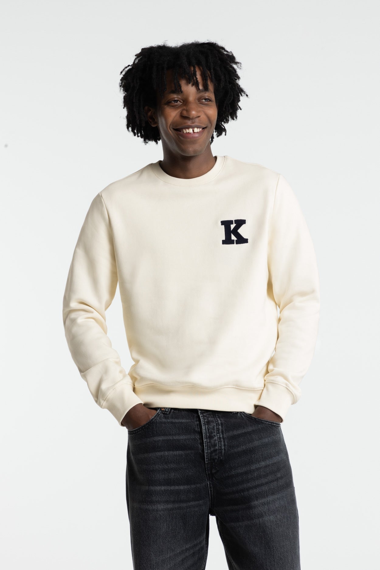 Kings Of Indigo Herren vegan Sweatshirt Stephen Cloud Dancer WeiÃŸ