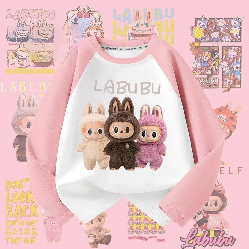 KIDSW Autumn Labubu Children's Pure Cotton Long-sleeved T-shirt, Girls' Casual Top T-shirt 110
