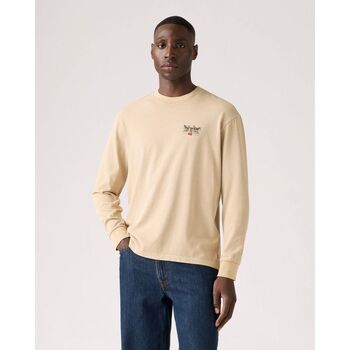 Levi's T-Shirt Lange Mouw Levis A6145 0054 - LS GRAPHIC AUTHENTIC TEE-WHITE PEPPER