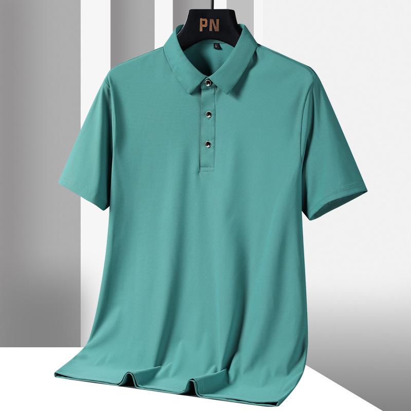 Plus Size Men Clothing IJszijden poloshirt Heren, groot dun T-shirt met korte mouwen, cool, ontspannen T-shirt met polohals en halve mouwen, effen kleur 9XL