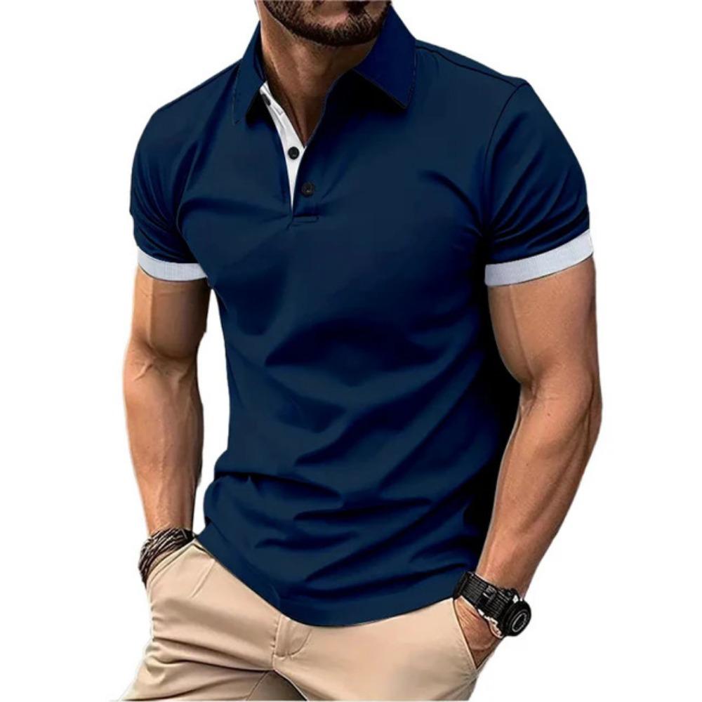 King Billion Men's Polo Shirt Short Sleeve Casual Slim Fit Color Blocking T-shirts England Style Streetwear Polos for Men's Tops Tees XXXL Vloot/wit