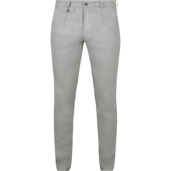 Suitable Broek  Chino Pico Pleat Flanel Print Grijs