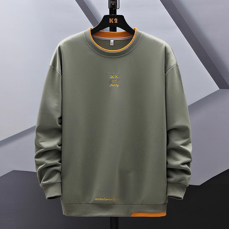 Smiling Men Clothing C Herentrui Herfst en Winter Grote Maat Heren Lange Mouw Veelzijdige Modieuze Herentrui Casual Pullover Trui XXXXXL legergroene kleur
