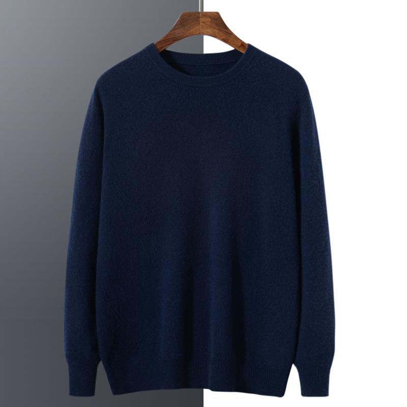 QingHe Cashmere Heren ronde hals trui Qinghe kasjmier 100% kasjmier heren herfst en winter kasjmier zacht en warm XXL catalina blauwe kleur