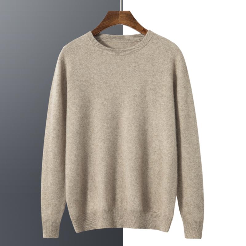 QingHe Cashmere Heren ronde hals trui Qinghe kasjmier 100% kasjmier heren herfst en winter kasjmier zacht en warm L