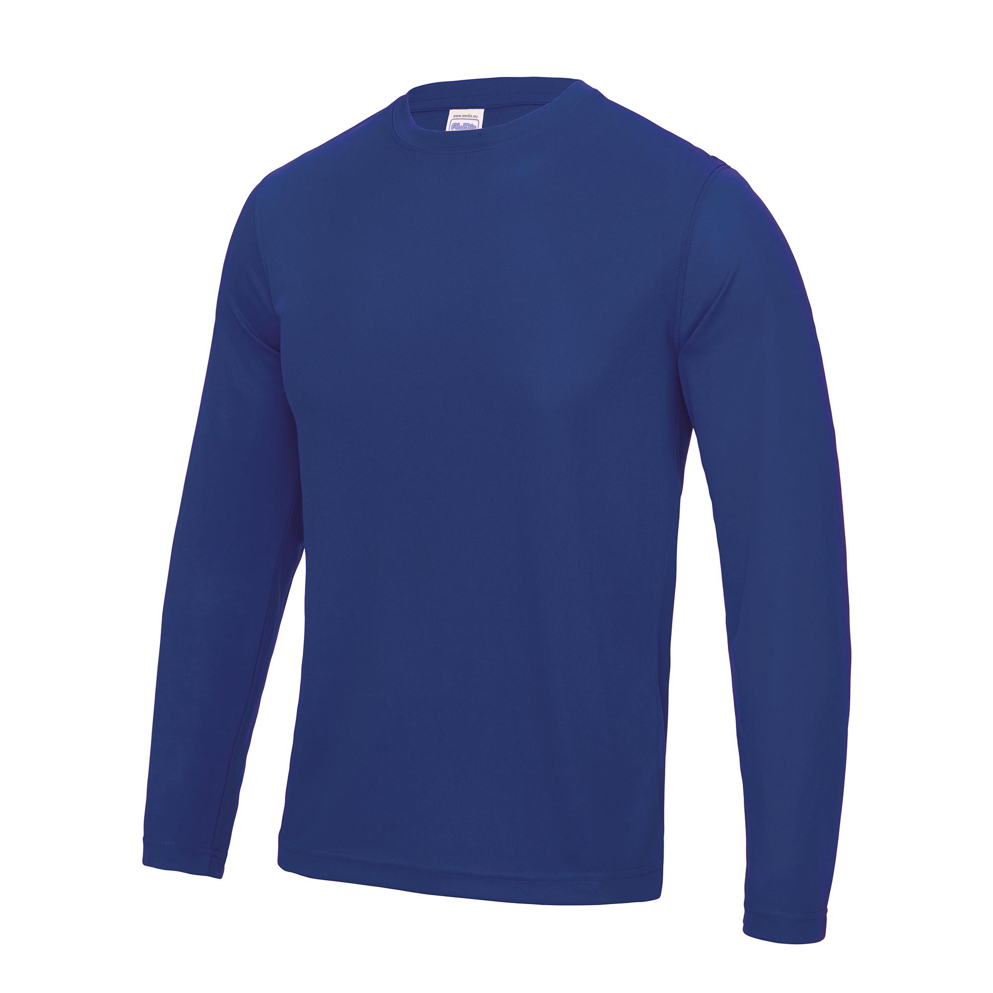 Awdis Just Cool Mens Long Sleeve Cool Sports Performance Plain T-Shirt XL koningsblauwe kleur