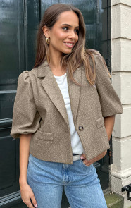 The Musthaves Ultra Pof Sleeve Cropped Blazer Strass