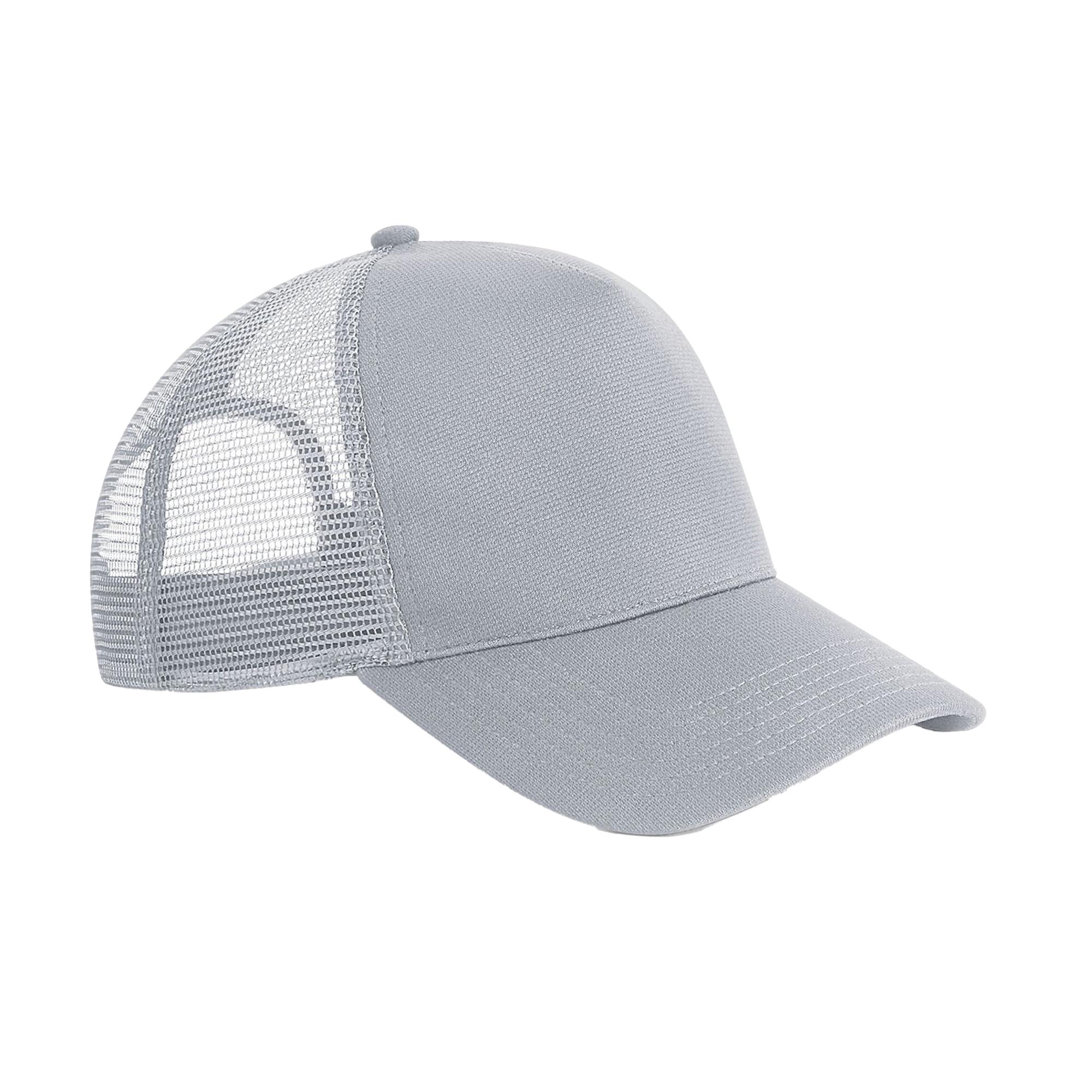 Beechfield unisex microknit snapback truckerpet voor volwassenen One Size lichtgrijze kleur