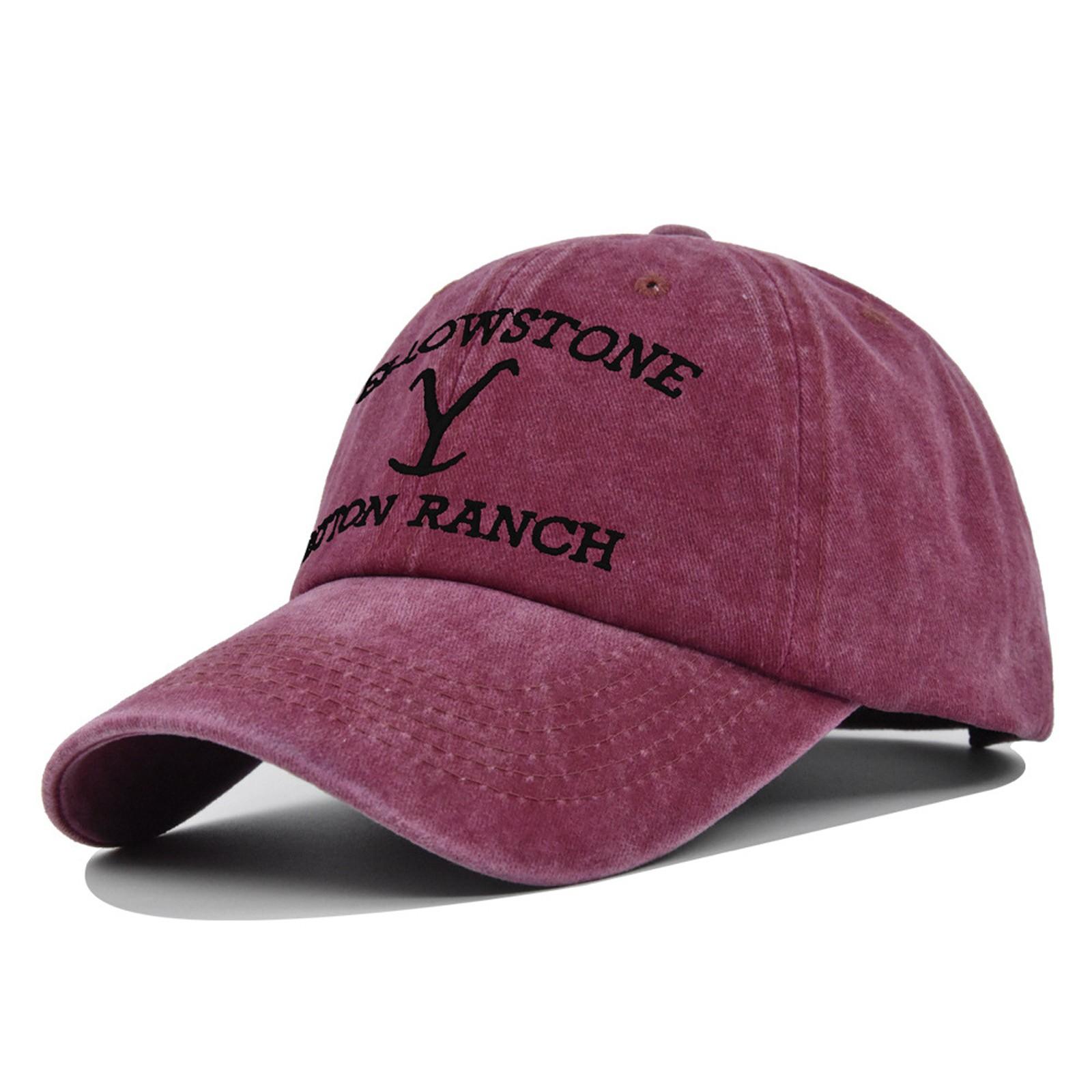 Azmnsn Yellowstone Dutton Ranch Hat Cross Paardenstaart Baseball Cap Distressed Outdoor Borduren Zonnebrandcrème Hoed Effen Kleur Cap