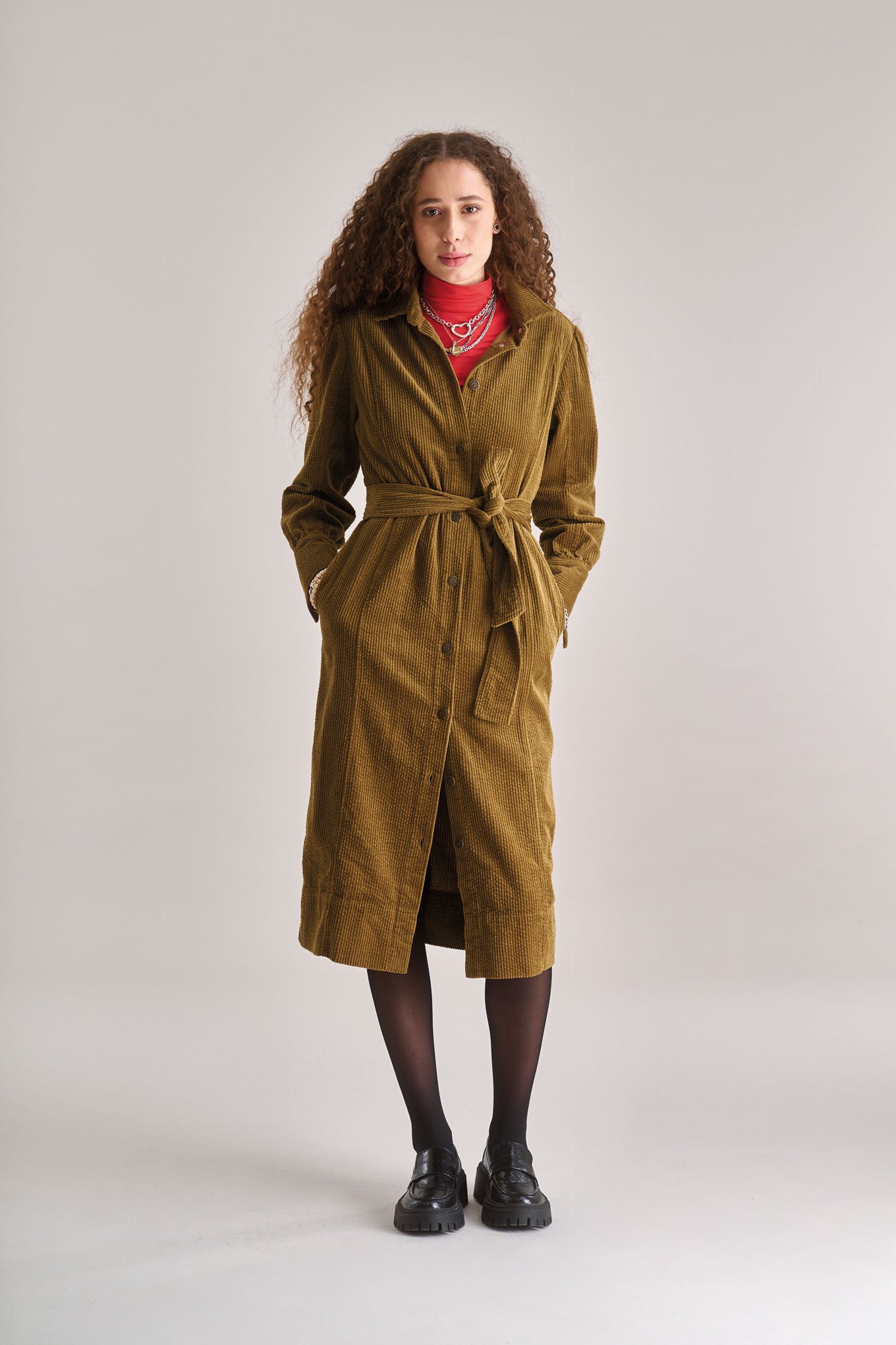 KOMODO Damen vegan Kleid Haritti Cord Olive